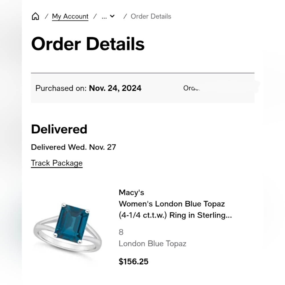 Macy's London Blue Topaz & 925 Silver Ring - Picture 9 of 9